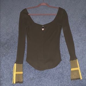 Free People olive green long sleeve